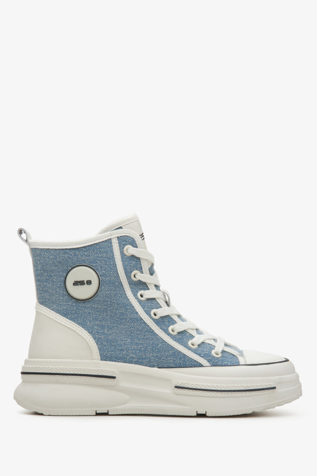 Wysokie niebieskie trampki damskie z miękkich tekstyliów ES 8 ER00114602