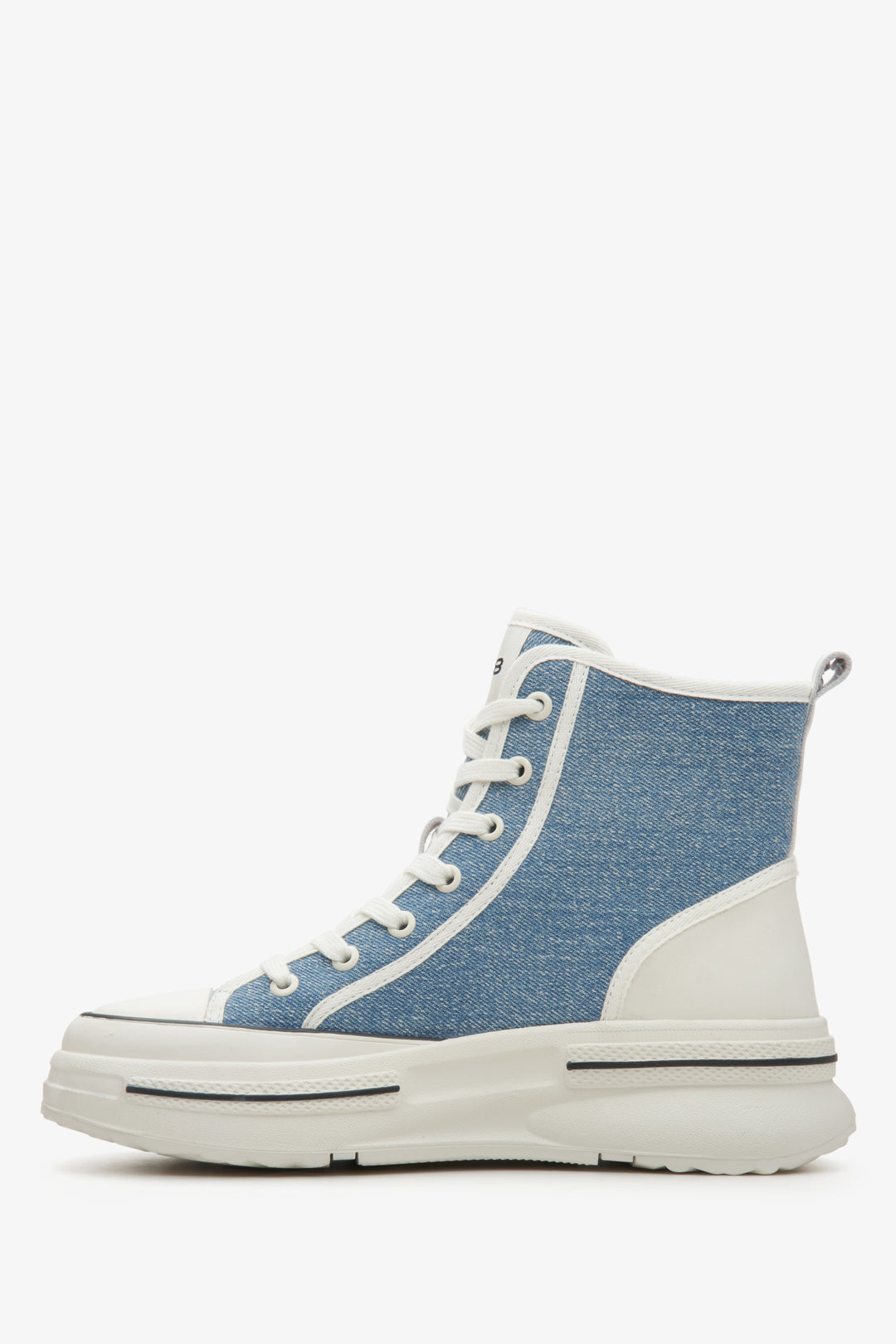 Niebieskie tekstylne trampki damskie ES8 - profil.