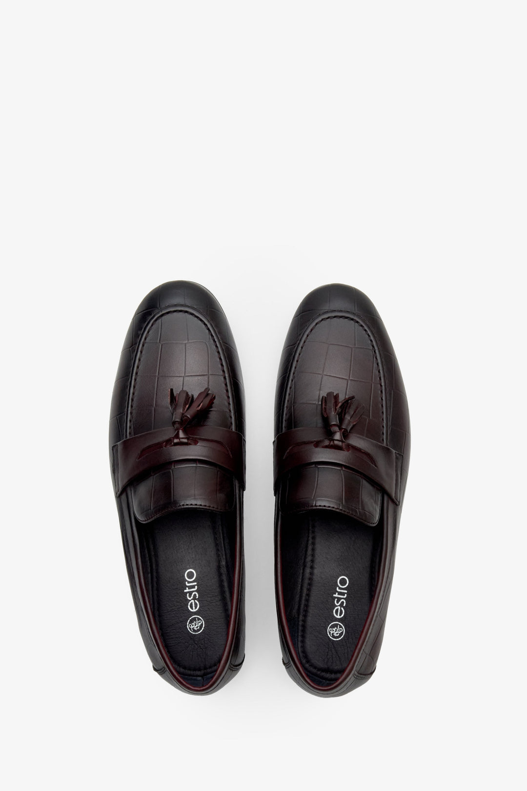 Brązowe lordsy męskie ze skóry naturalnej na wiosnę-lato Estro ER00112700