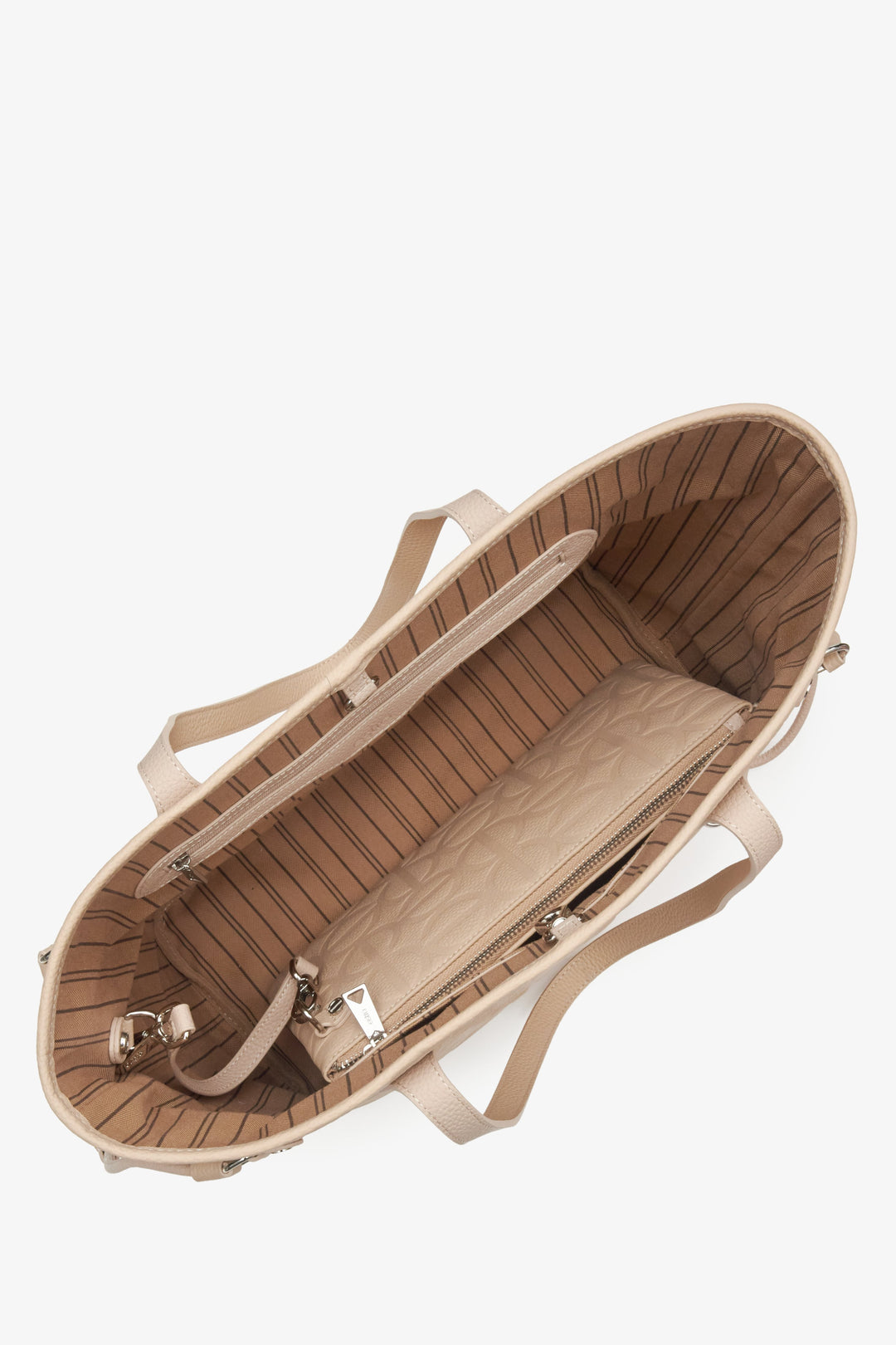 Skórzana beżowa torebka damska Estro.