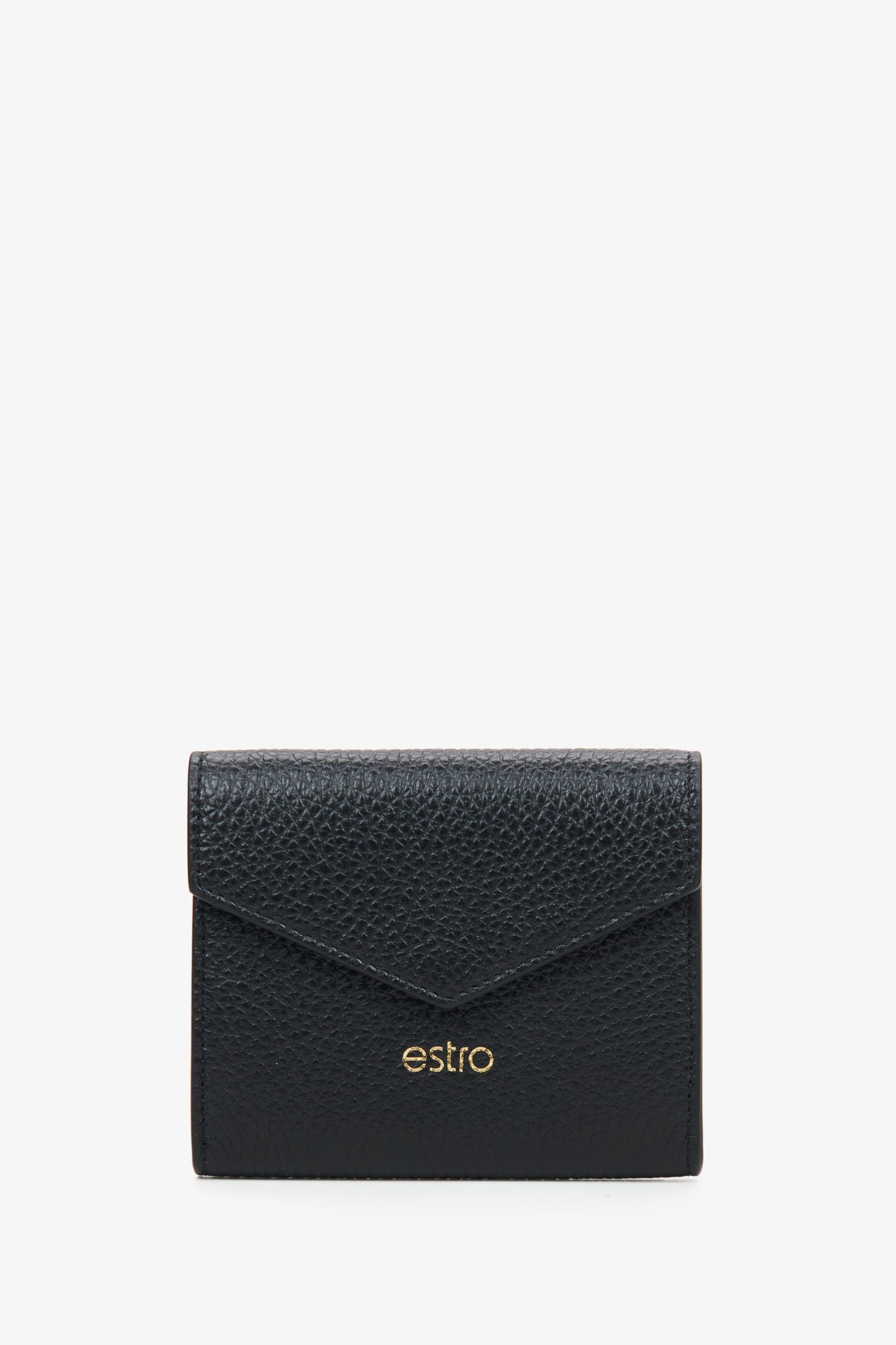 Mały czarny portfel damski z włoskiej skóry naturalnej Estro ER00115022