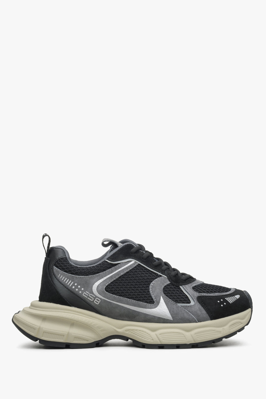 Czarno-szare sneakersy damskie na elastycznej podeszwie ES 8 ER00114599