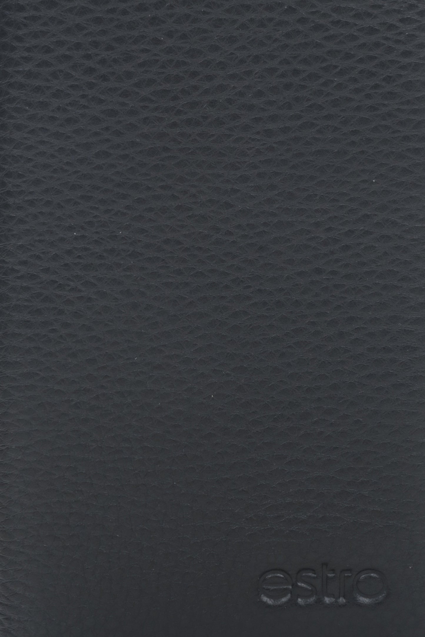 Skórzany czarny portfel męski Estro - zbliżenie na detale.