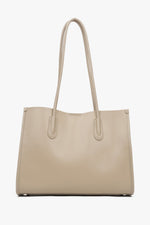 Beżowa skórzana shopperka damska z długimi rączkami Estro ER00116876.