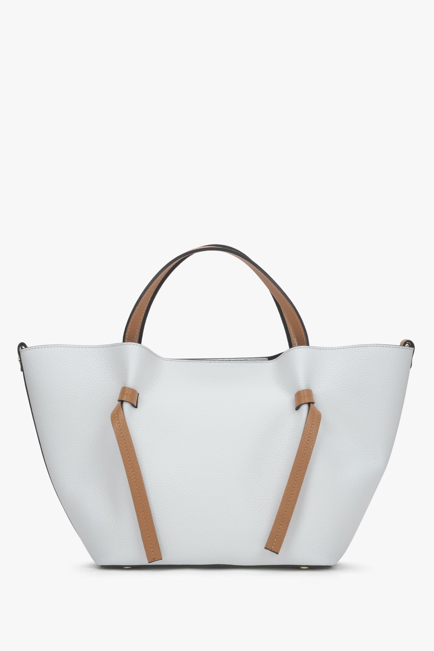 Biała shopperka damska typu łódka z włoskiej skóry naturalnej Premium Estro ER00117435.