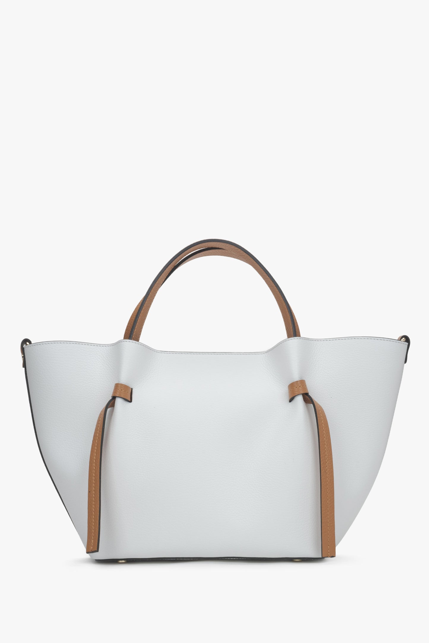 Biała torebka typu łódka ze skóry naturalnej Premium.