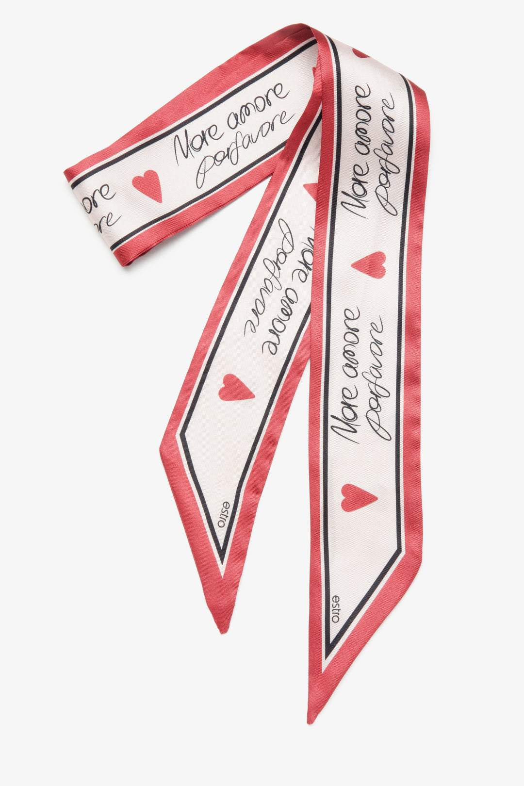 Biało-czerwona apaszka damska typu twilly Estro ER00116723.