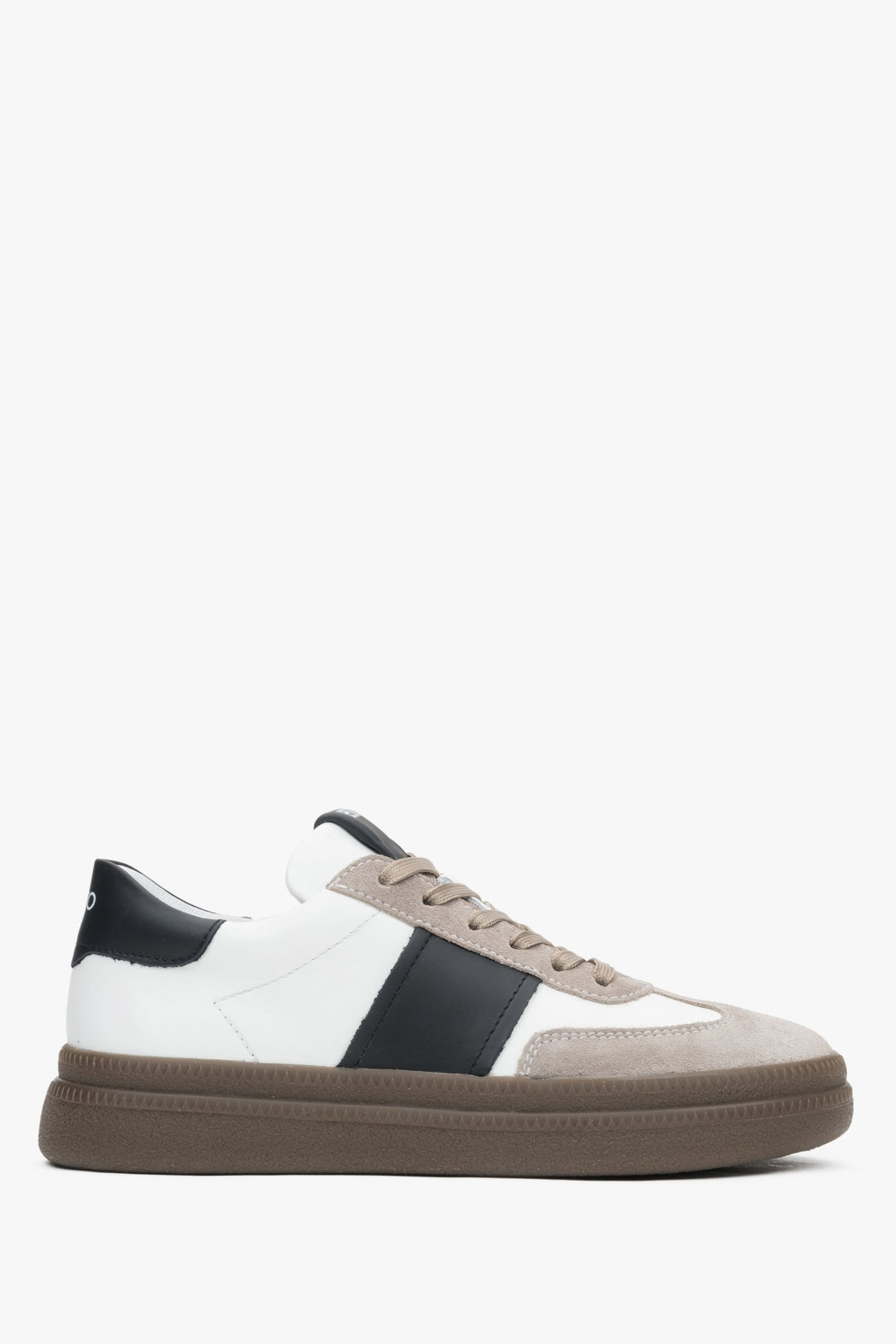 Biało-szare damskie trampki z weluru i skóry naturalnej Premium Estro