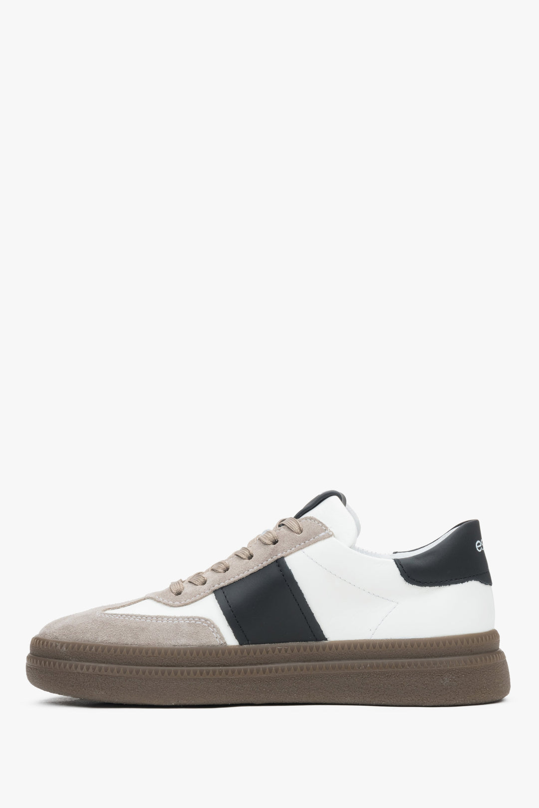 Stylowe biało-szare trampki damskie z weluru i skóry naturalnej Premium Estro