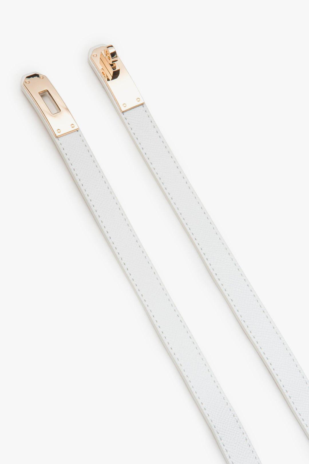 Damski biały skórzany pasek ze złotą sprzączką Estro ER00118265.