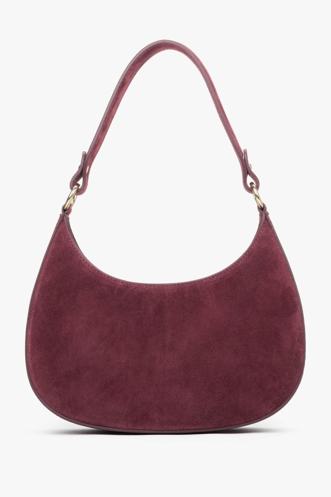 Bordowa torebka damska typu shoulder bag z włoskiego weluru naturalnego Premium Estro ER00118163.