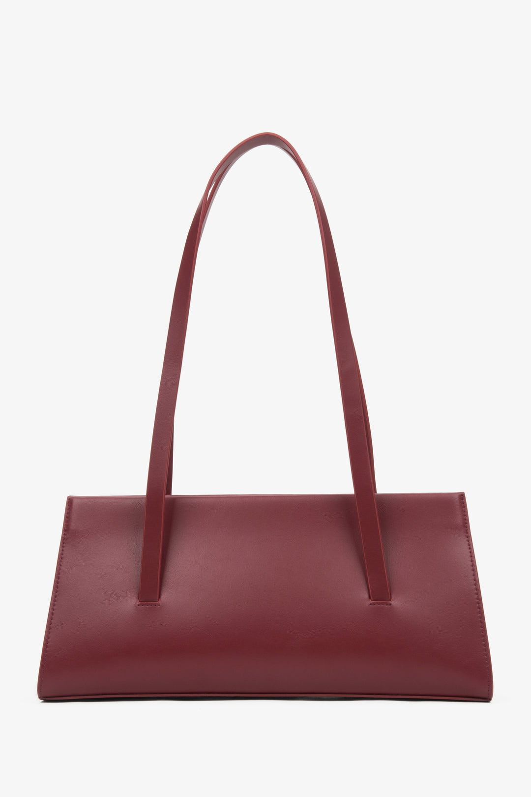 Bordowa torebka damska na ramię ze skóry naturalnej z długimi rączkami Estro ER00116884.