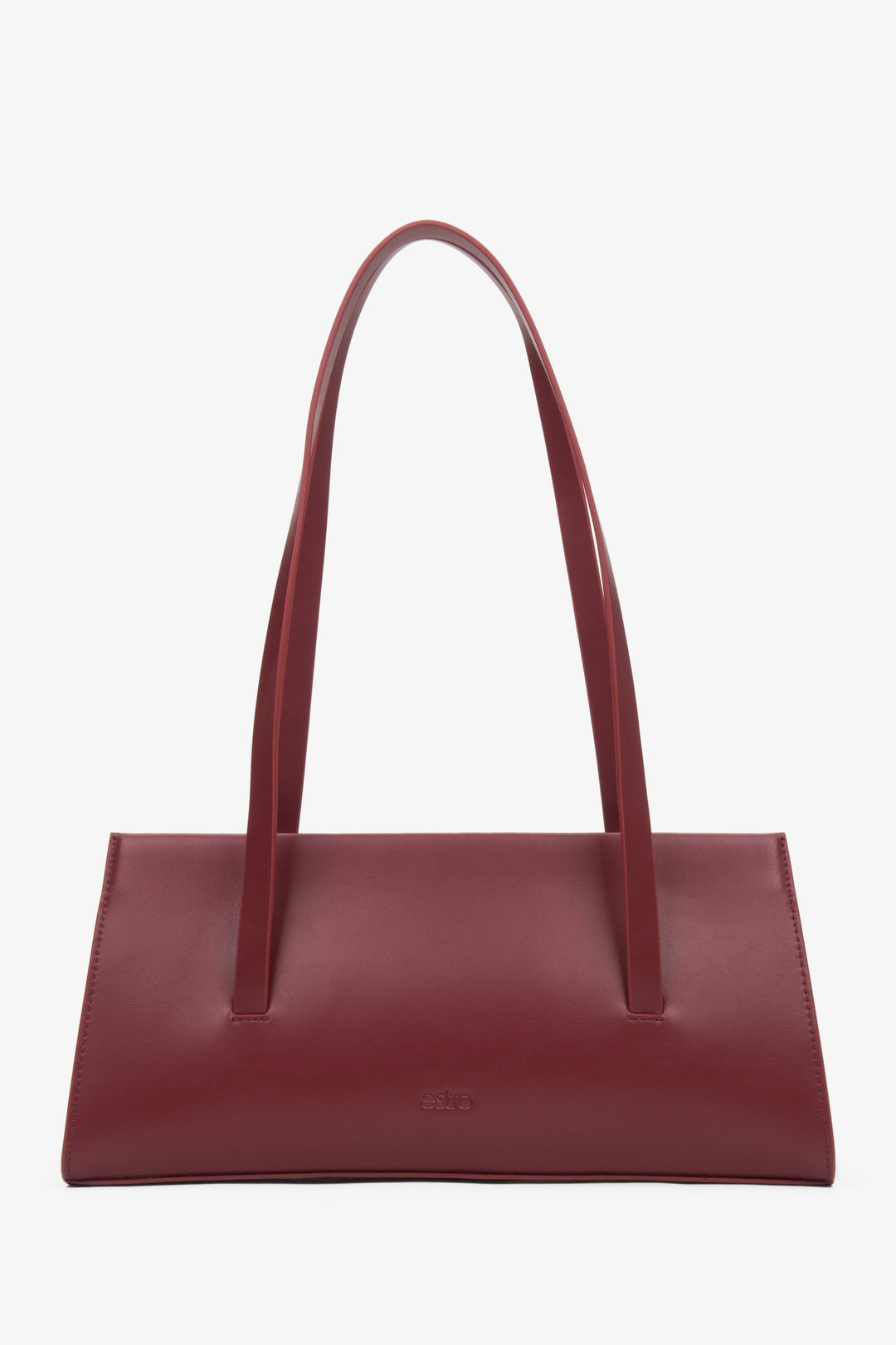 Elegancka bordowa torebka damska Estro, wykonana ze skóry naturalnej.