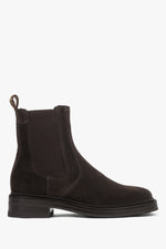 Ciemnobrązowe sztyblety damskie z wysoką cholewą z włoskiej skóry naturalnej Premium Estro ER00118378.