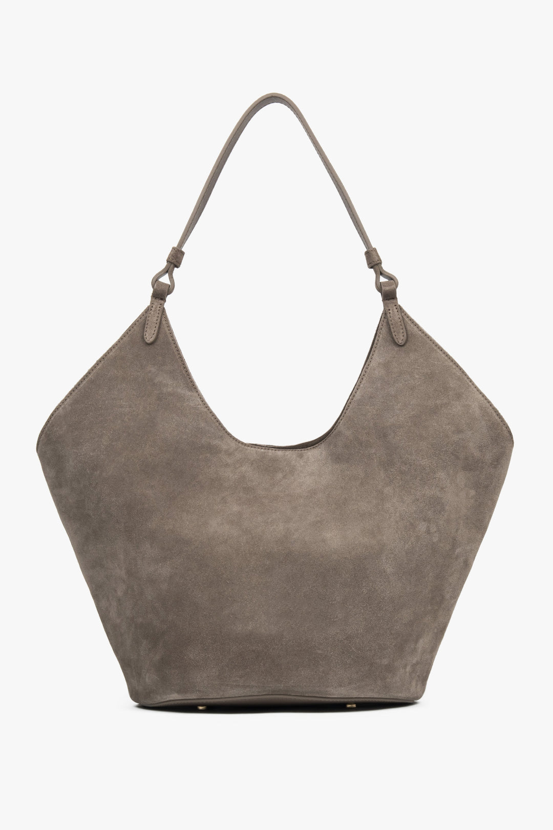 Ciemnoszara torebka damska typu hobo z włoskiego weluru naturalnego Premium Estro ER00118146.