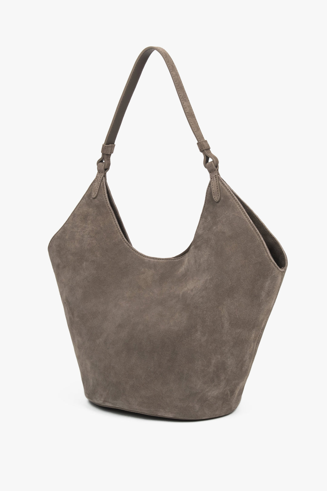 Damska ciemnoszara torebka typu hobo z włoskiego weluru naturalnego Premium Estro ER00118146.