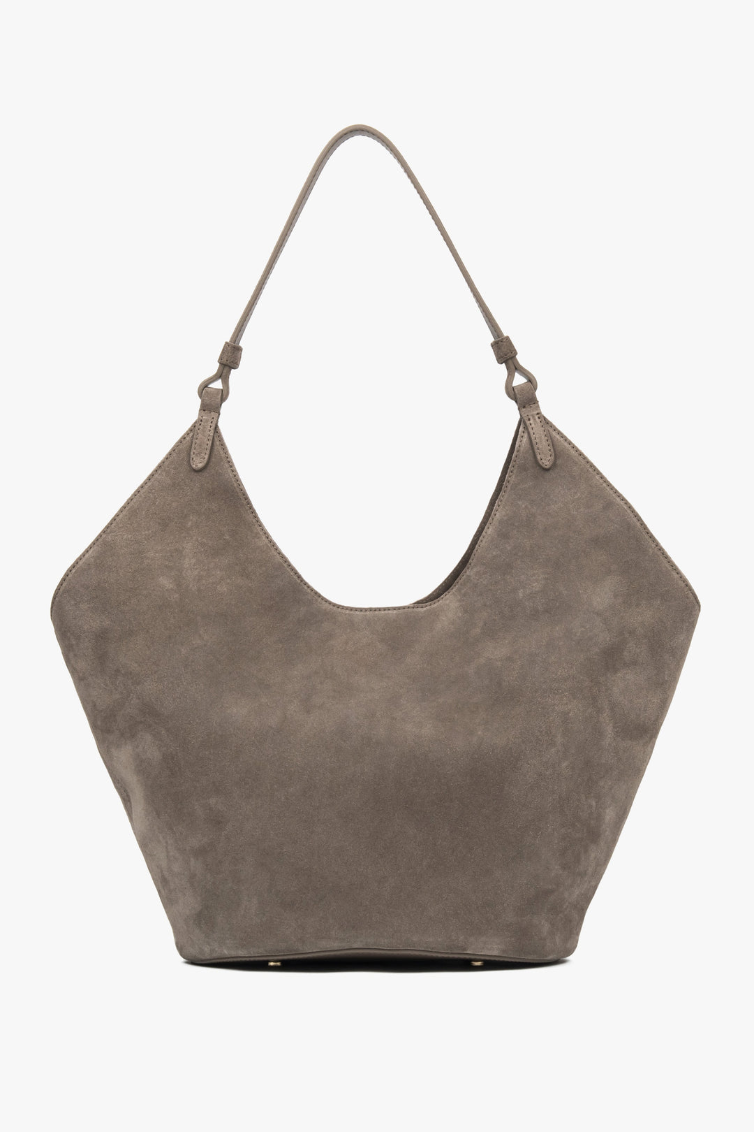 Ciemnoszara torebka damska Estro ER00118146, typu hobo, z włoskiego weluru naturalnego Premium.