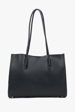 Czarna skórzana shopperka damska z długimi rączkami Estro ER00116874.