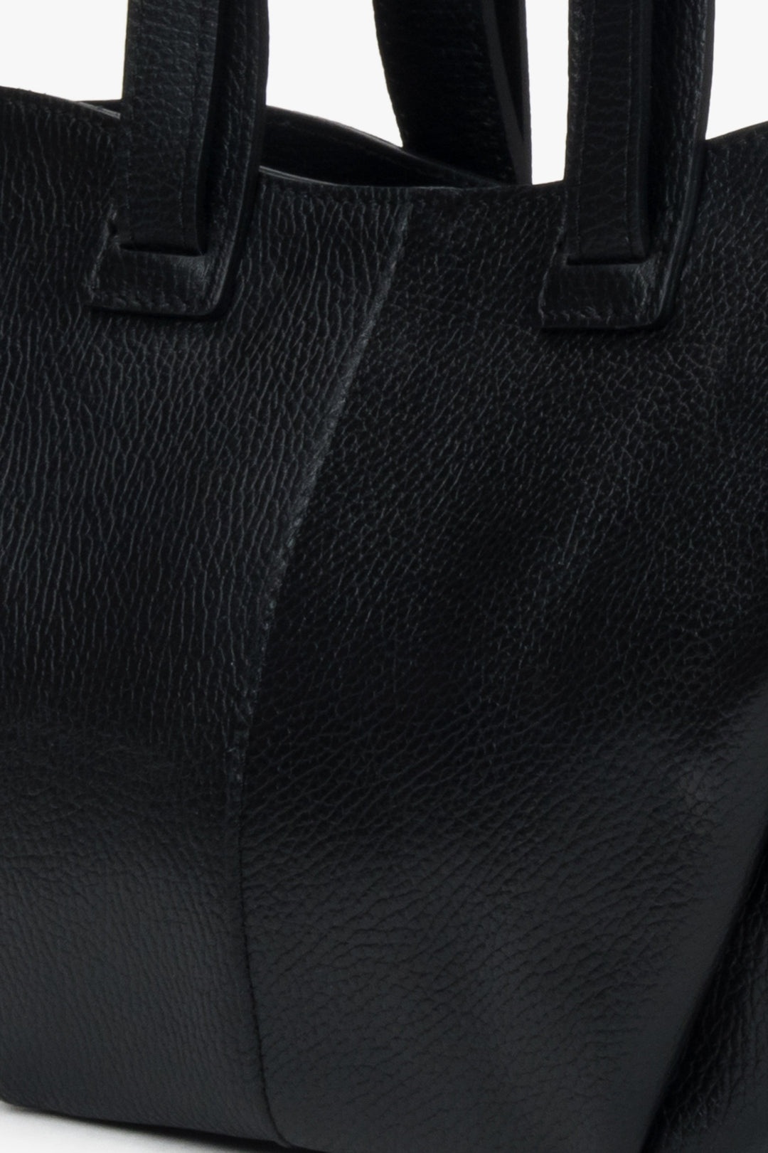 Czarna torba shopper damska z włoskiej skóry naturalnej Premium Estro.