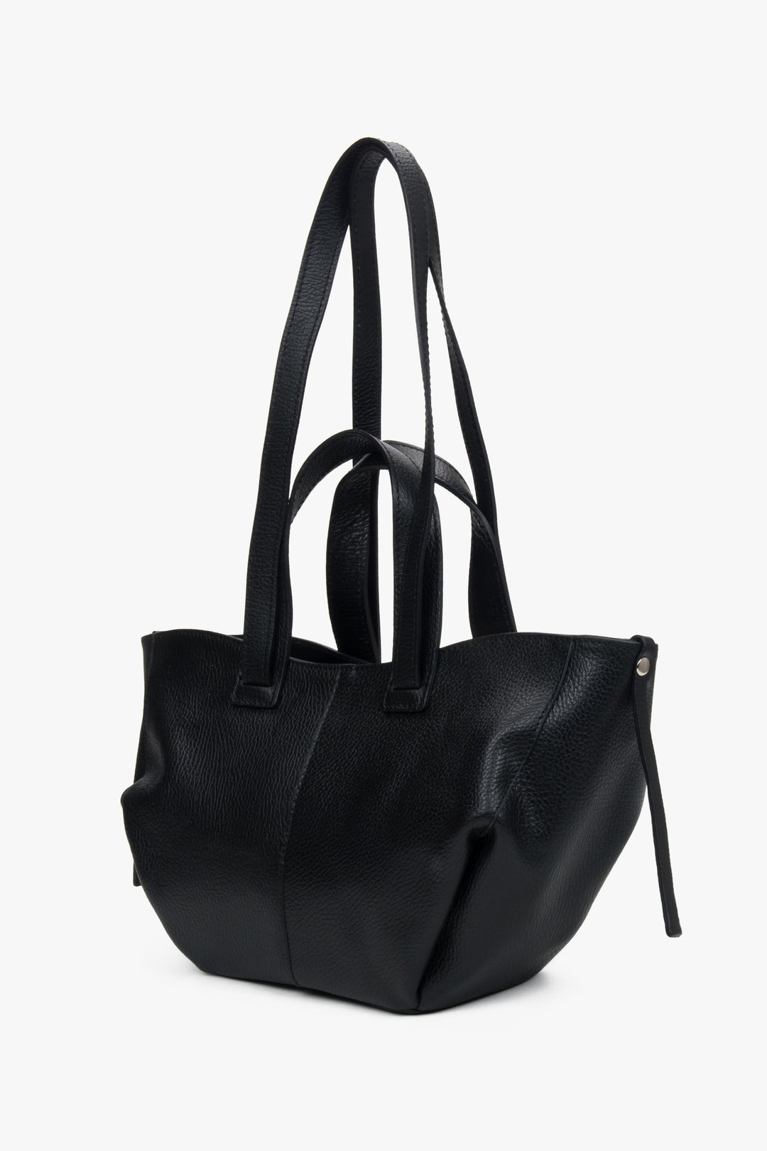 Estro – czarna torba damska typu shopper ze skóry naturalnej Premium.