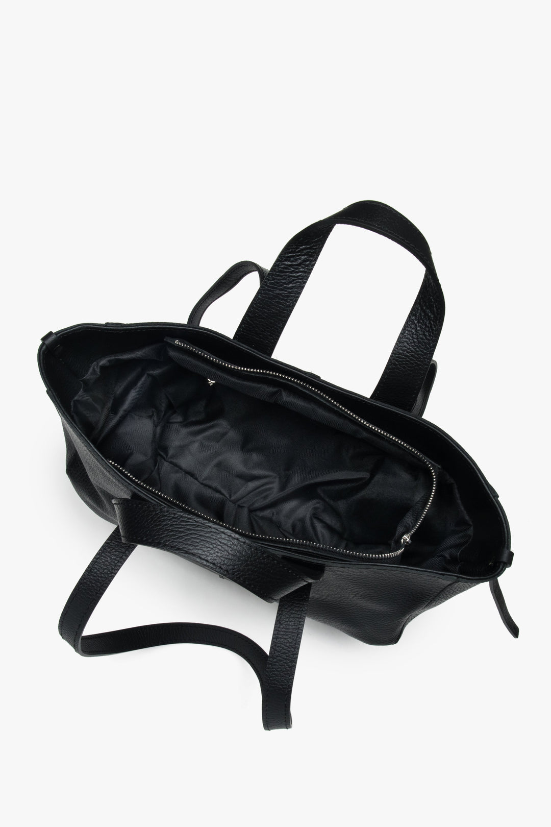 Shopperka damska Estro z czarnej włoskiej skóry naturalnej.