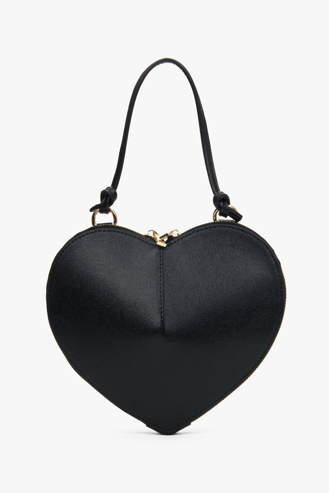 Mała czarna torebka damska w kształcie serca ze skóry naturalnej Estro ER00117422.