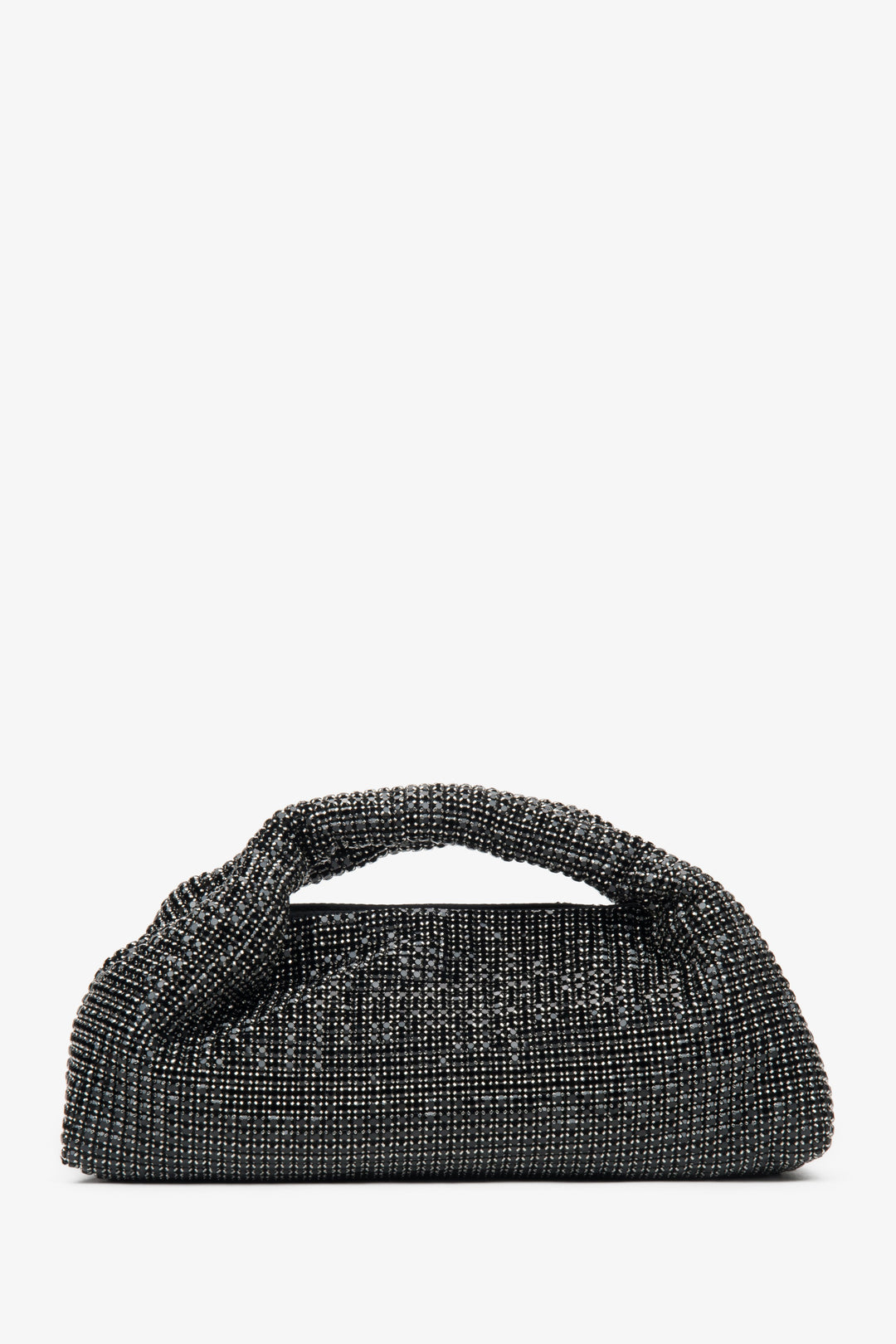 Czarna wieczorowa torebka damska wysadzana kryształkami z teksturowaną rączką Estro ER00116811.