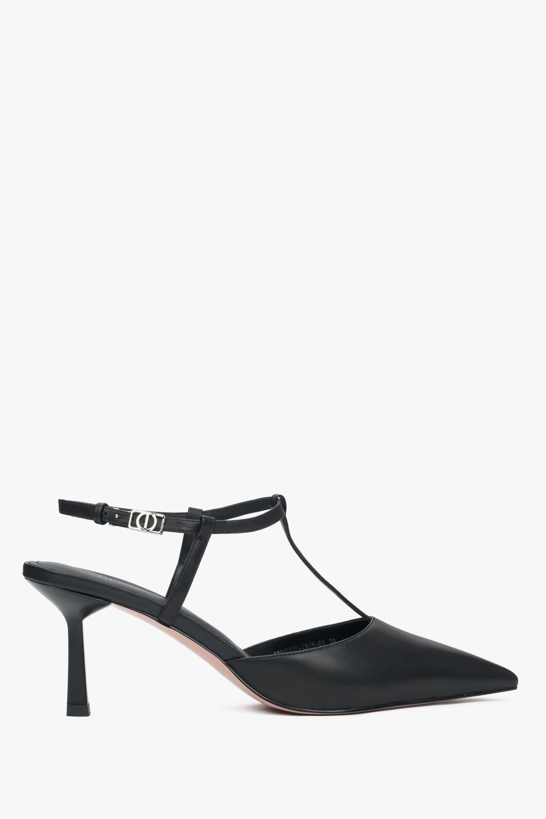 Czarne czółenka damskie typu slingback na szpilce z czubkiem w szpic Estro ER00117178.