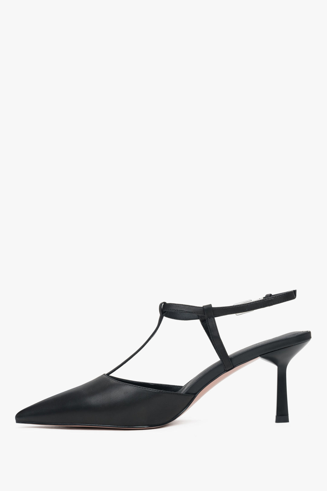 Stylowe czarne czółenka damskie Estro, typu slingback.