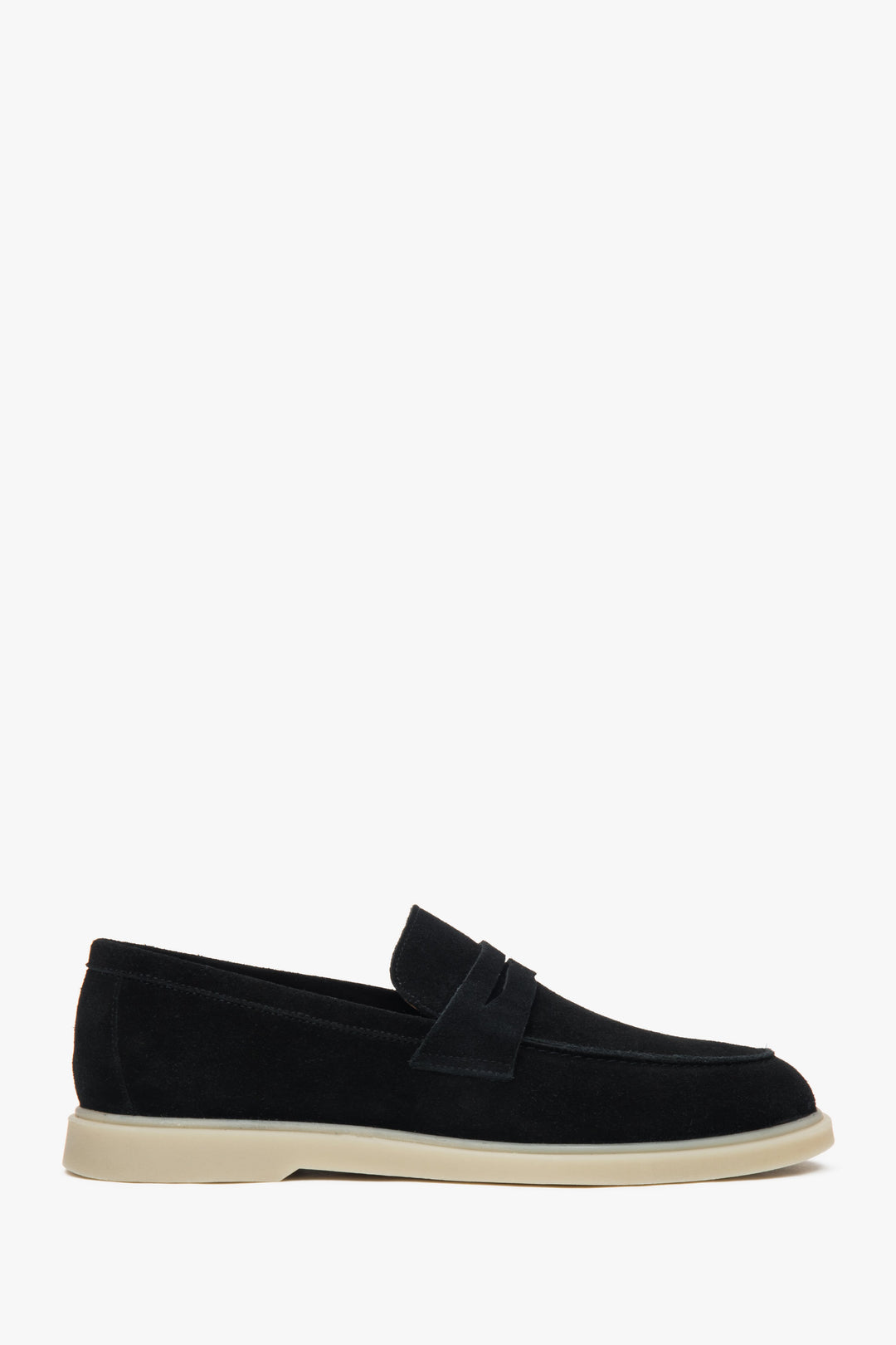 Czarne loafersy męskie z włoskiego weluru naturalnego Premium Estro ER00117291.