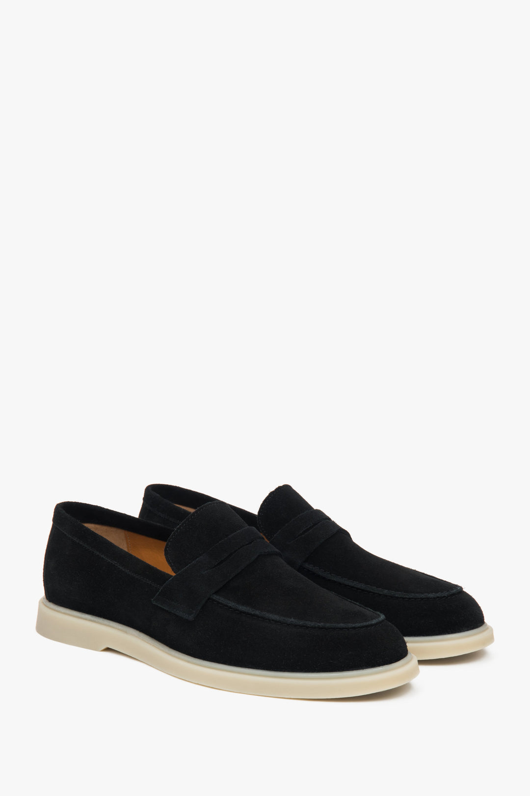 Eleganckie czarne loafersy męskie Estro, wykonane z włoskiego weluru naturalnego Premium.