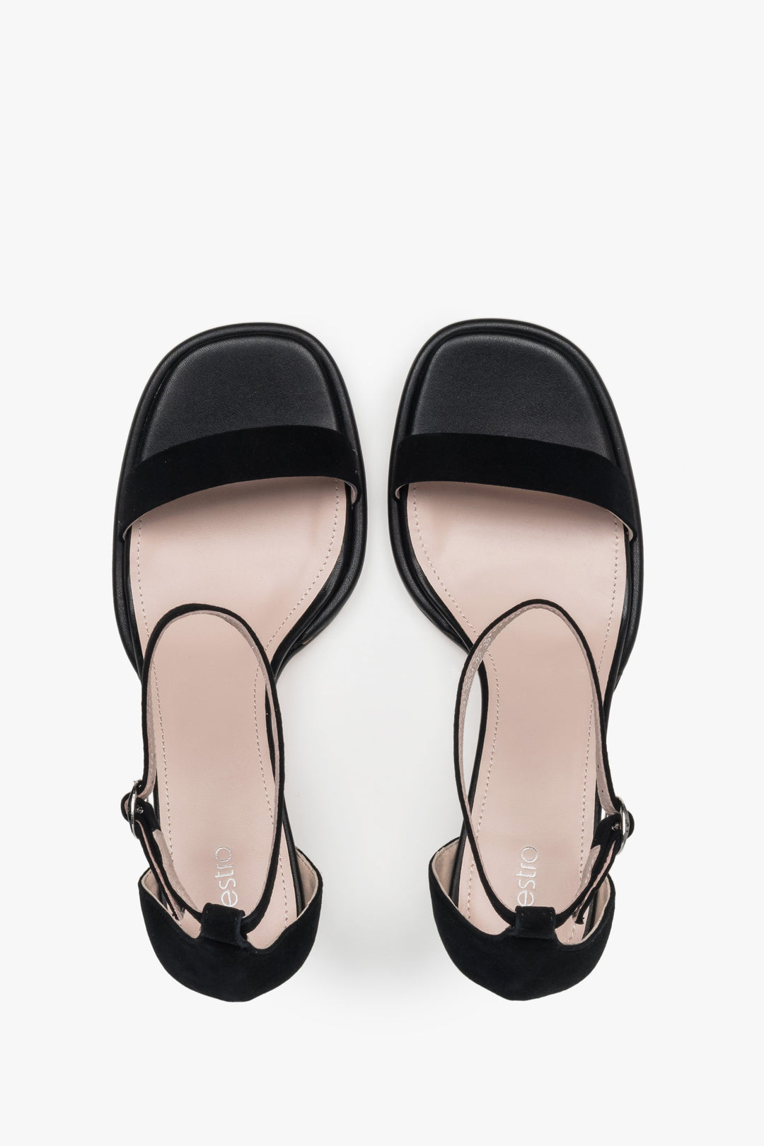 Klasyczne czarne sandałki damskie Estro ze skóry naturalnej - idealne na letnie wieczory, z eleganckim obcasem dodającym szyku.