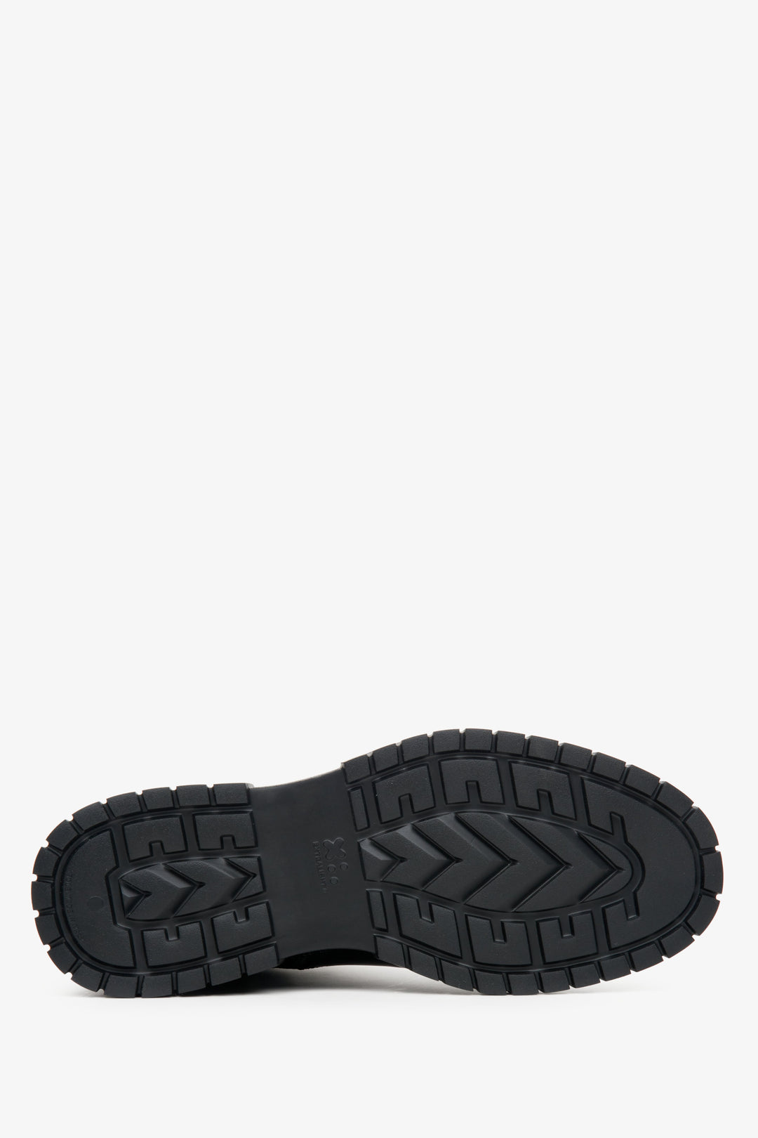 Czarne skórzane botki męskie na zimę Estro - zbliżenie na podeszwę.