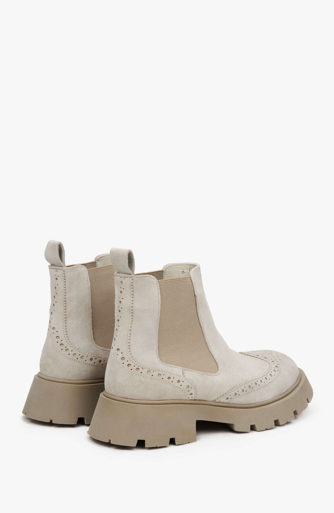 Beżowe sztyblety damskie z naturalnej skóry zamszowej ER00111999