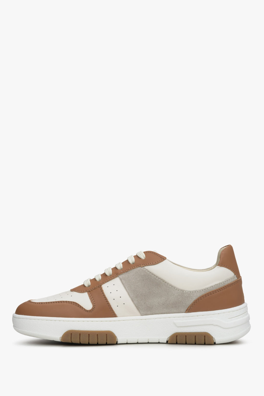 Damskie brązowo-białe sneakersy Estro - profil buta.