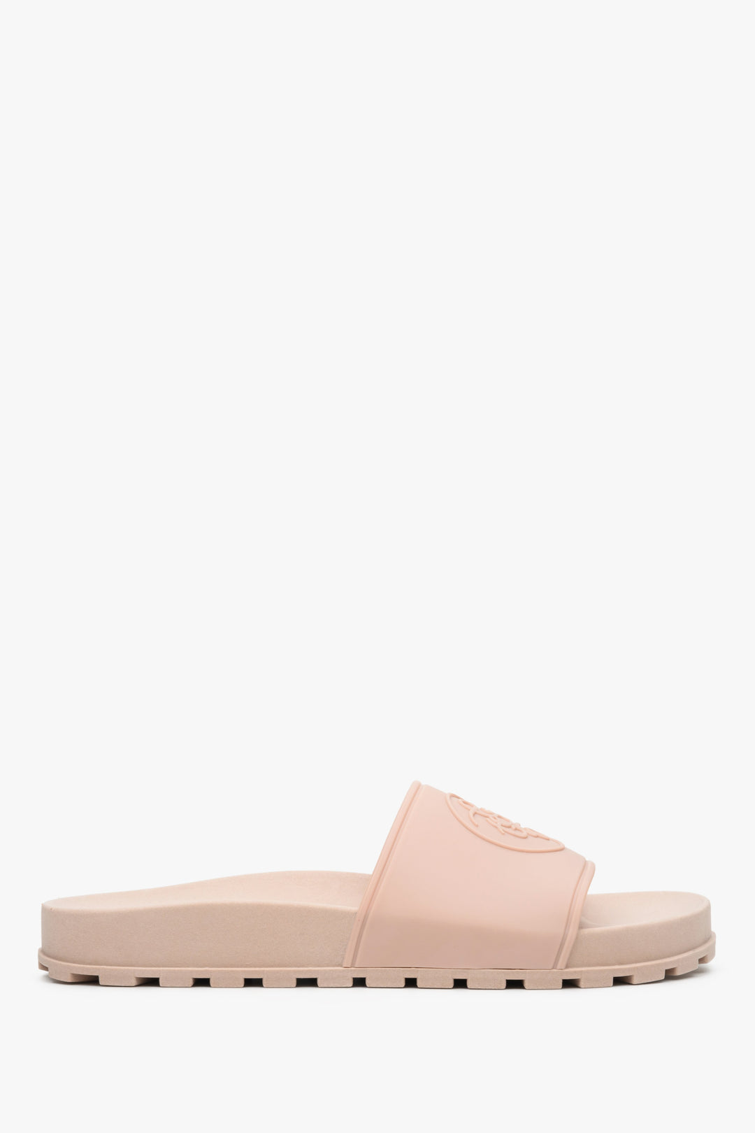 Gumowe klapki damskie Estro w kolorze jasnoróżowym - profil buta.