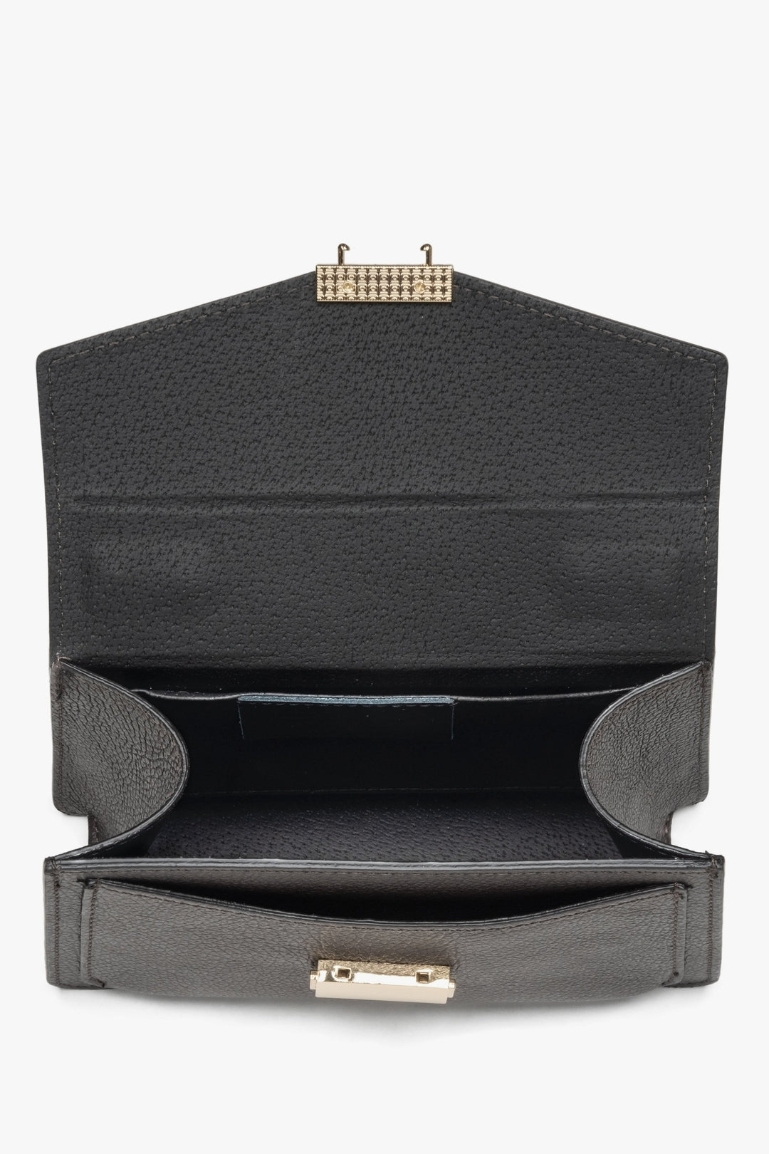 Elegancki mały kuferek damski z włoskiej skóry naturalnej – ciemnobrązowy.