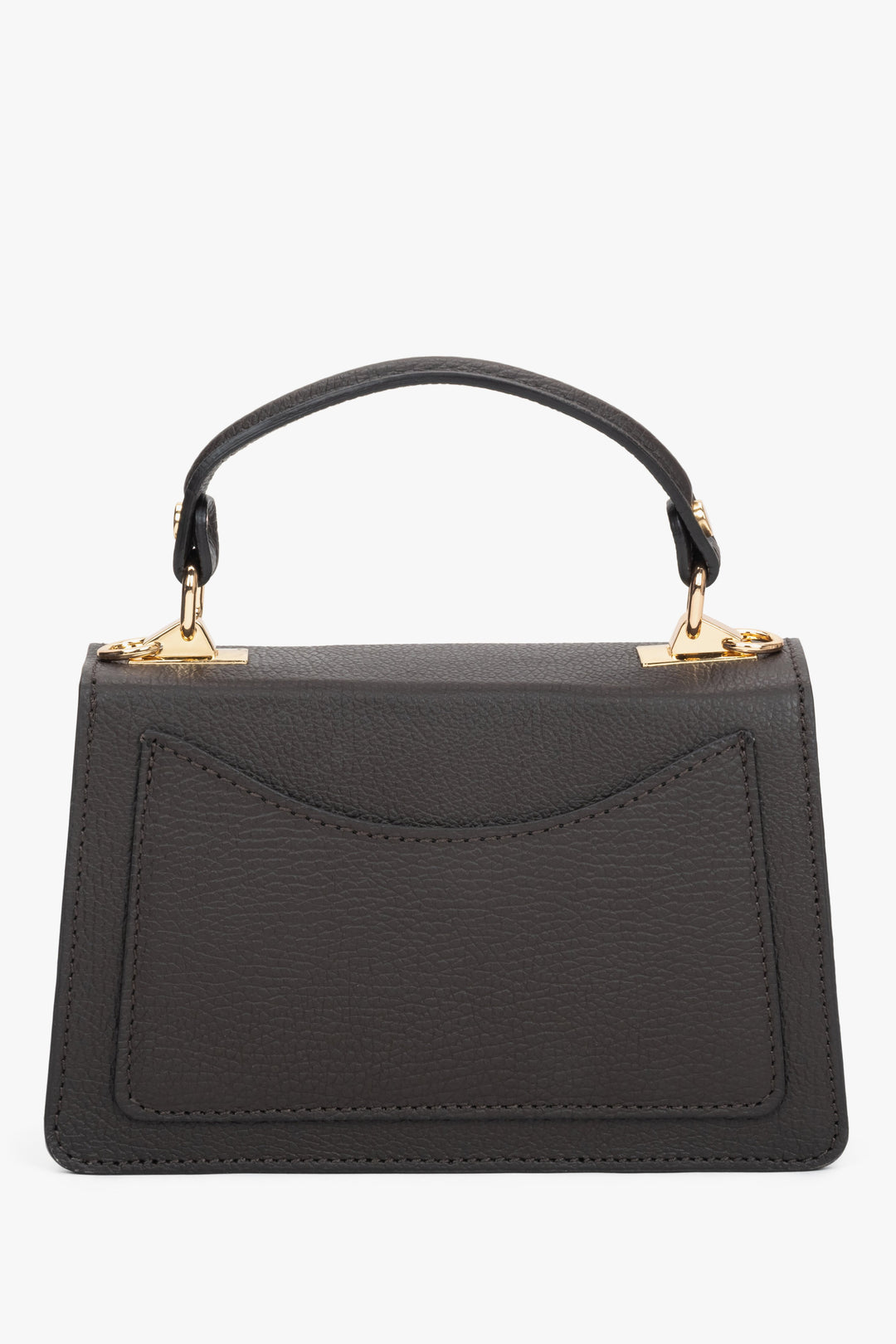 Klasyczna torebka kuferek z naturalnej włoskiej skóry – mała, ciemnobrązowa.