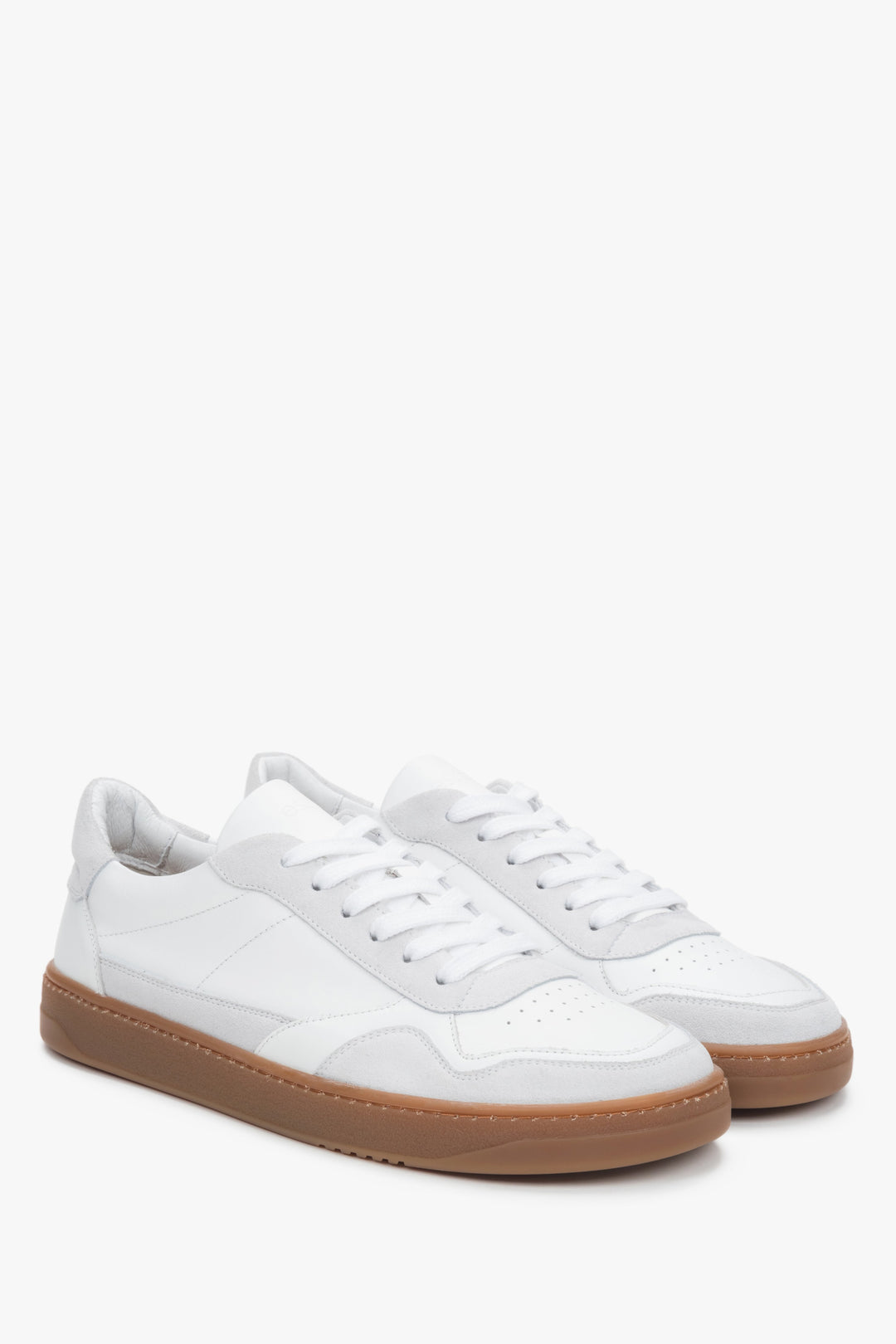 Biało-szare trampki męskie typu barefoot z naturalnej włoskiej skóry i weluru.