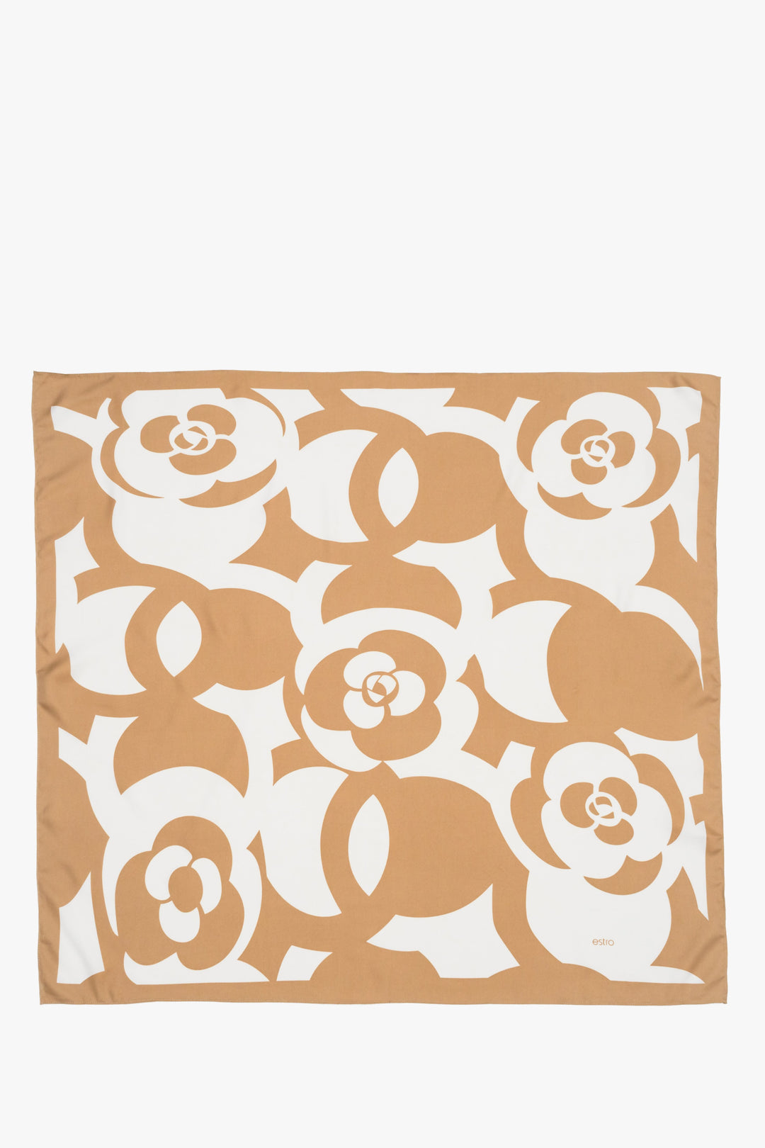 Biało-beżowa apaszka w kwiaty Estro.