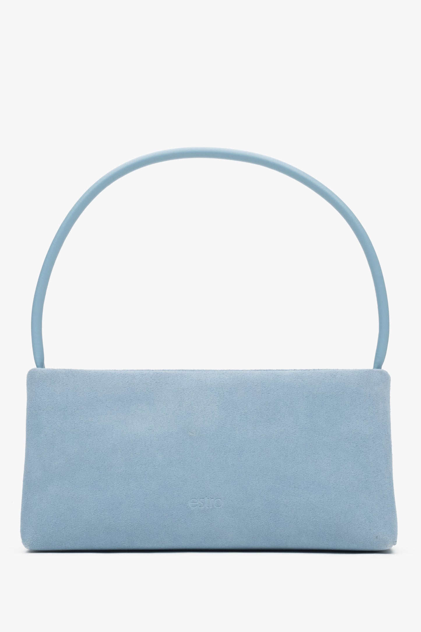 Niebieska torebka damska na ramię z weluru naturalnego Estro ER00116824