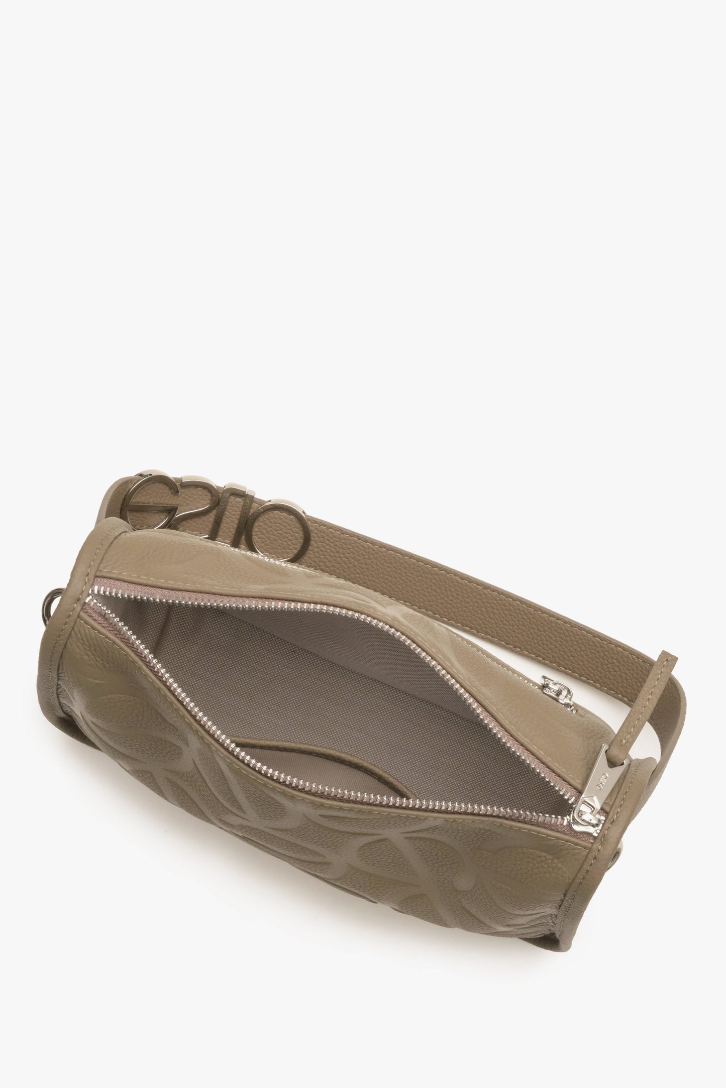 Damska szaro-brązowa torebka Estro - zbliżenie do wnętrza.