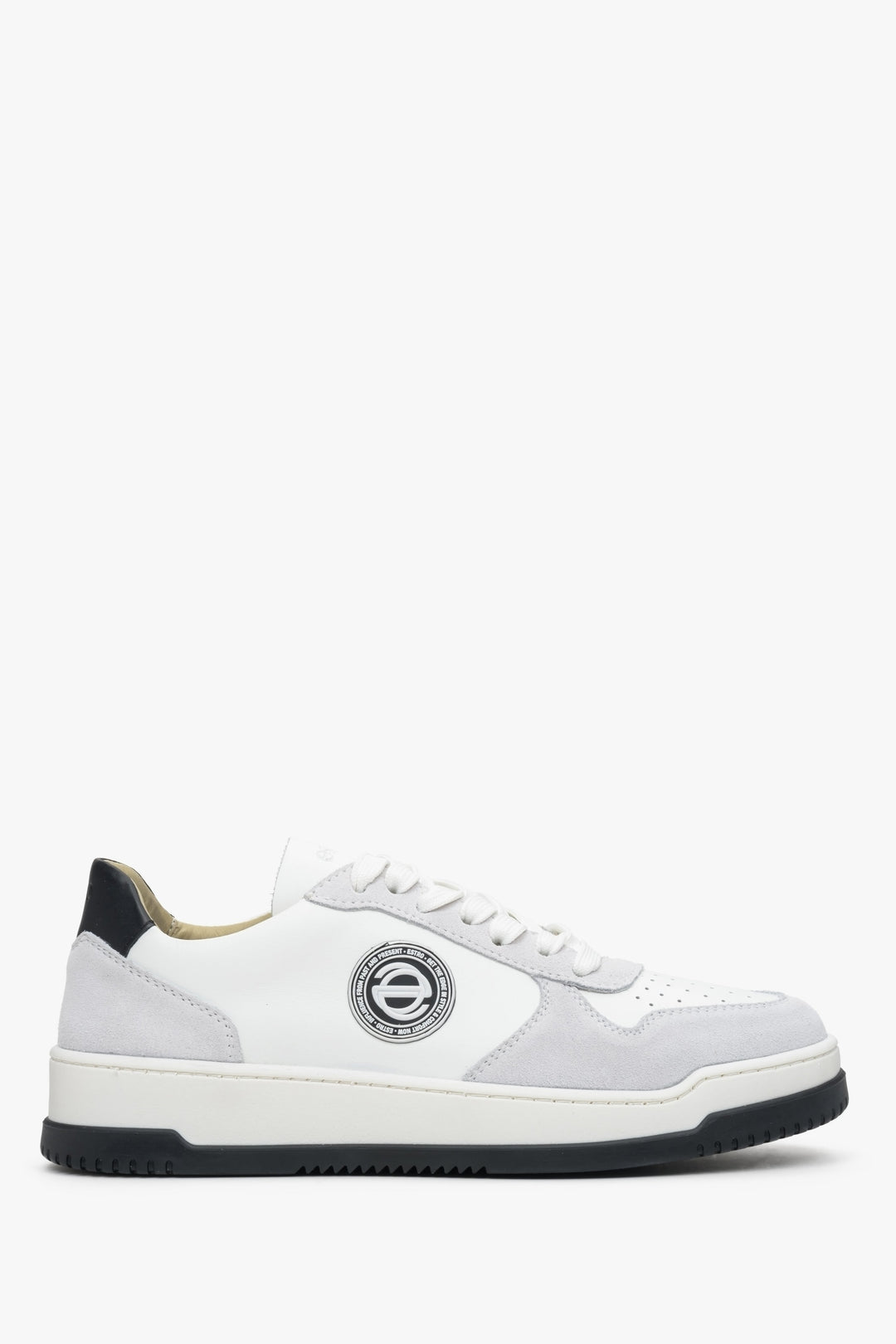 Biało-szare sneakersy damskie ze skóry naturalnej Estro ER00113169