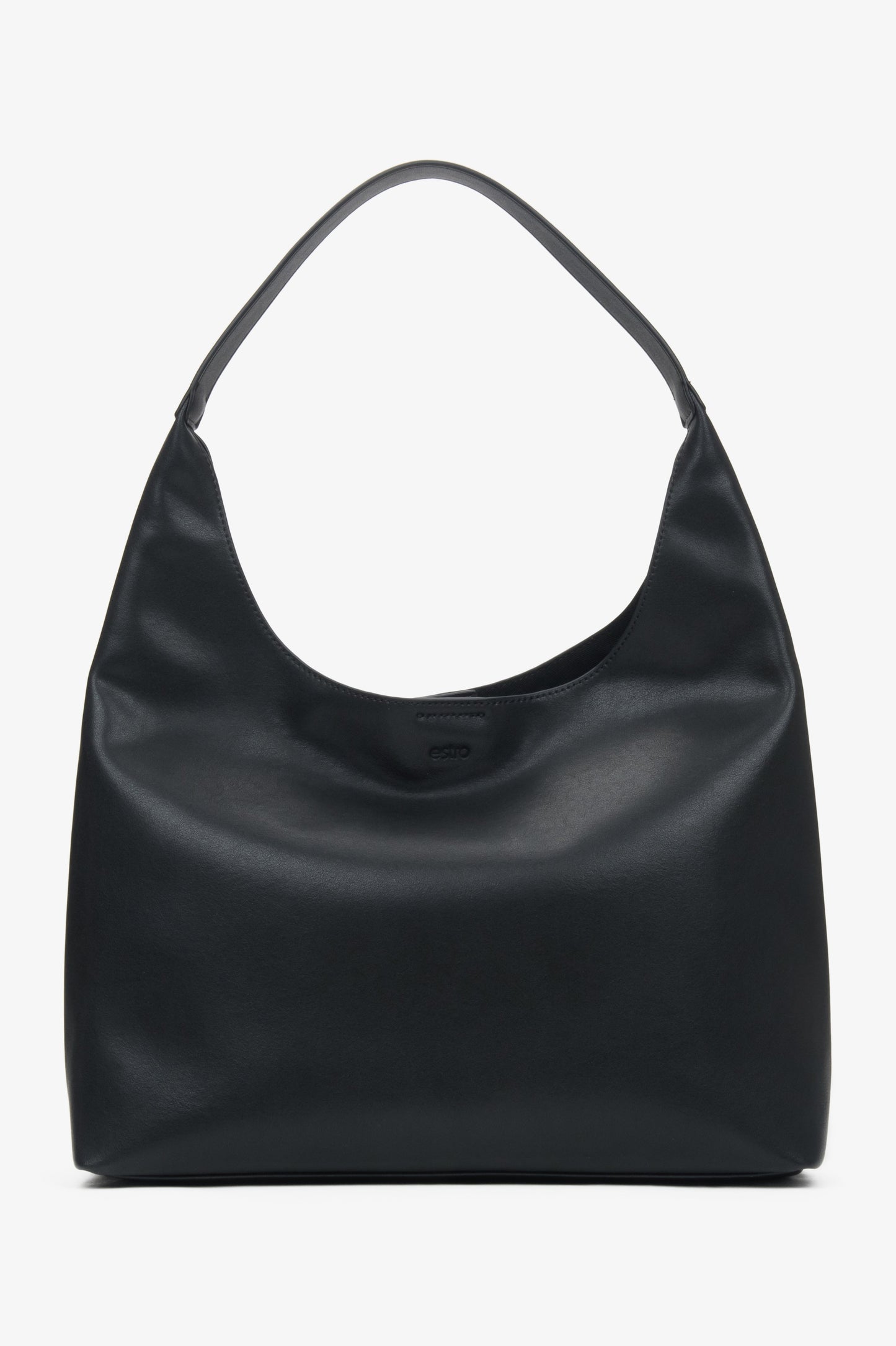 Pojemna czarna shopperka damska ze skóry naturalnej Estro ER00116833.