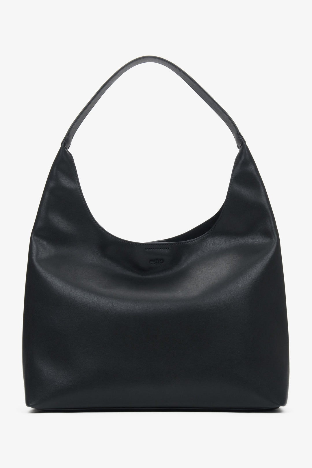 Pojemna czarna shopperka damska ze skóry naturalnej Estro ER00116833.