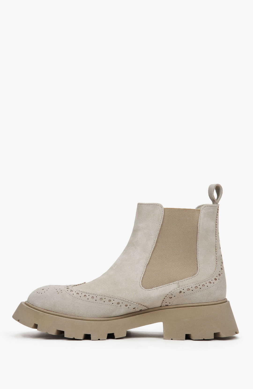 Beżowe sztyblety damskie z naturalnej skóry zamszowej ER00111999