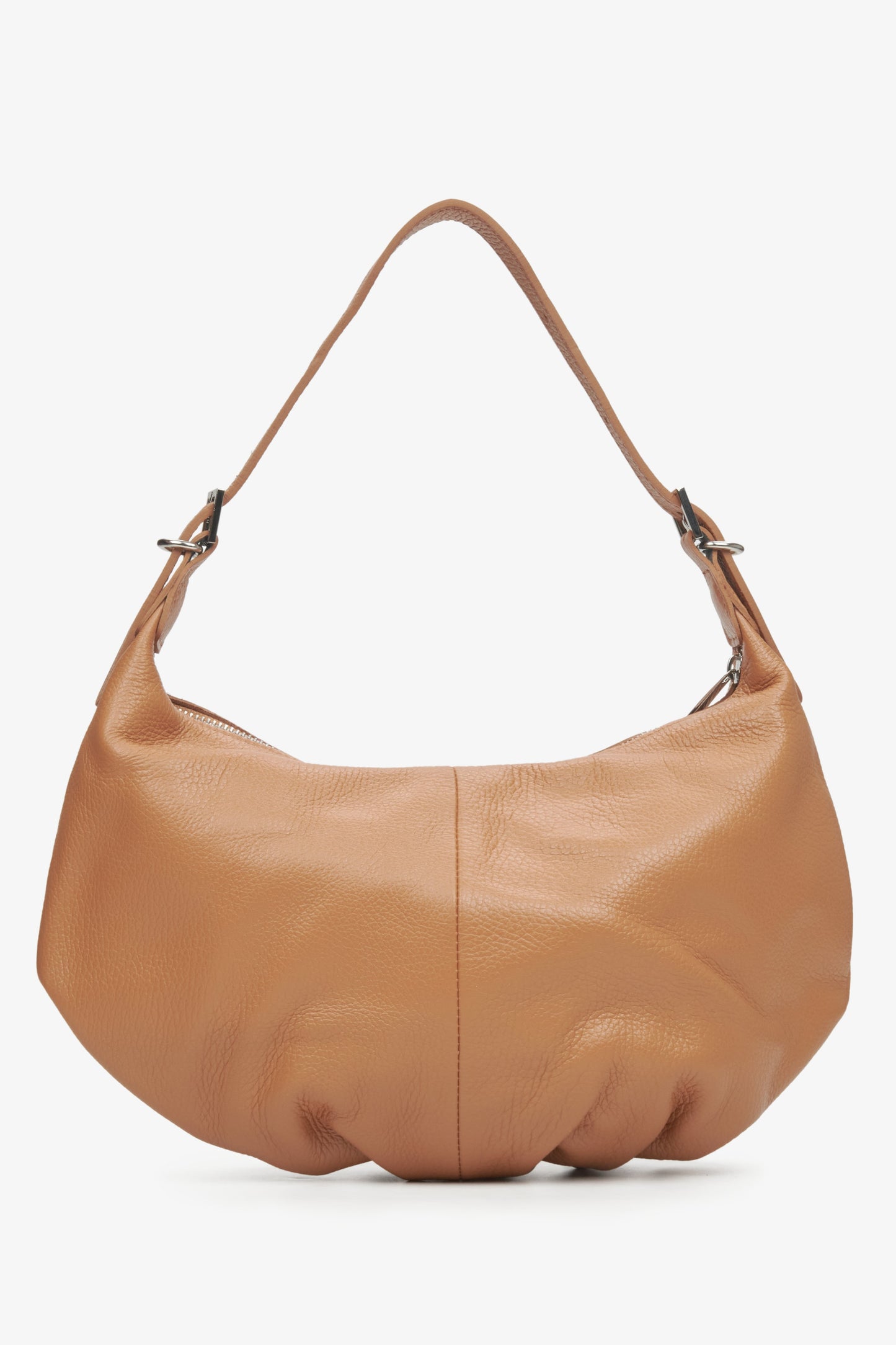 Brązowa pojemna torebka-bagietka z włoskiej skóry naturalnej.