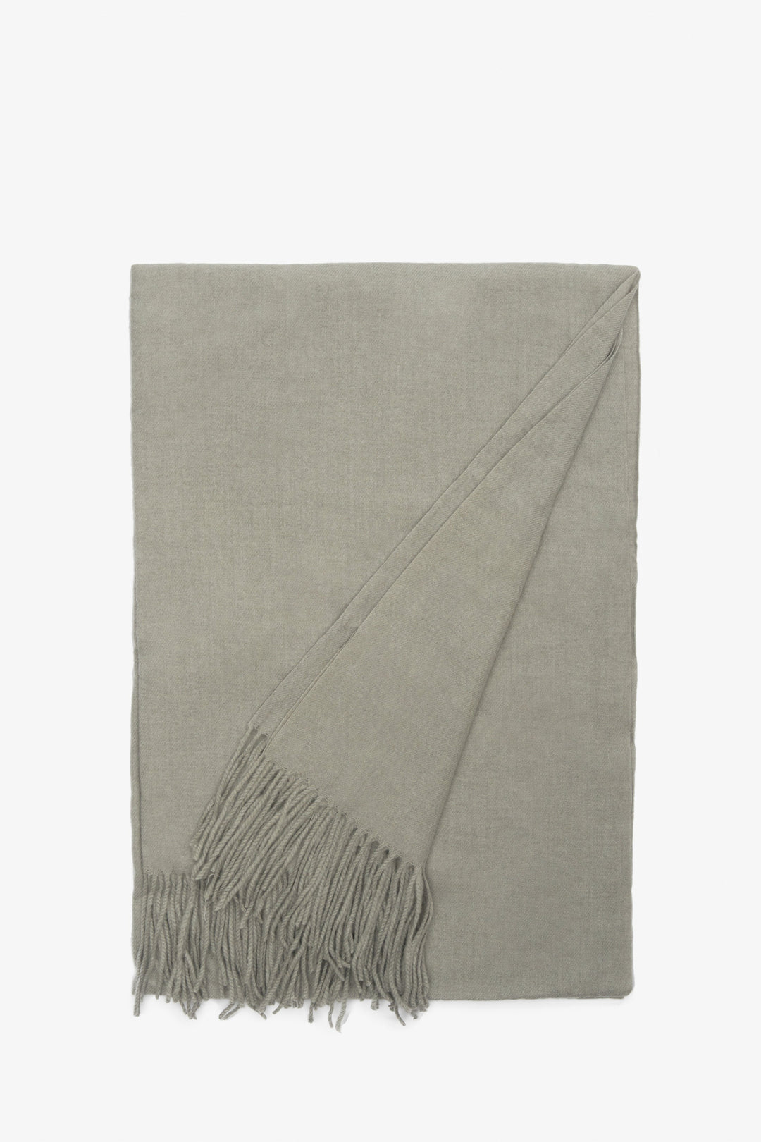 Stylowy szalik damski z frędzlami w kolorze szarym Estro.