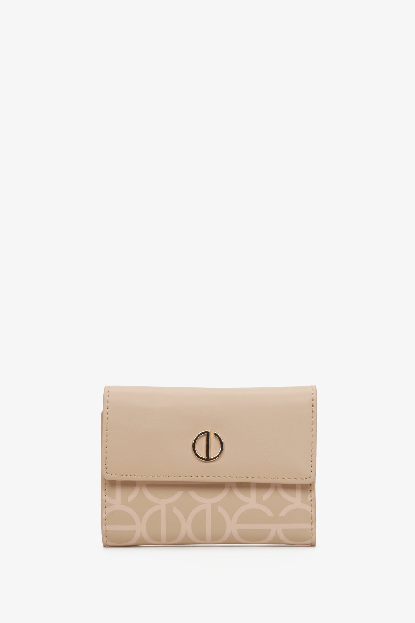 Beżowy portfel damski ze skóry naturalnej ze złotymi okuciami Estro ER00113651