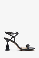 Czarne skórzane sandały damskie ze skóry naturalnej na szpilce Estro ER00113398